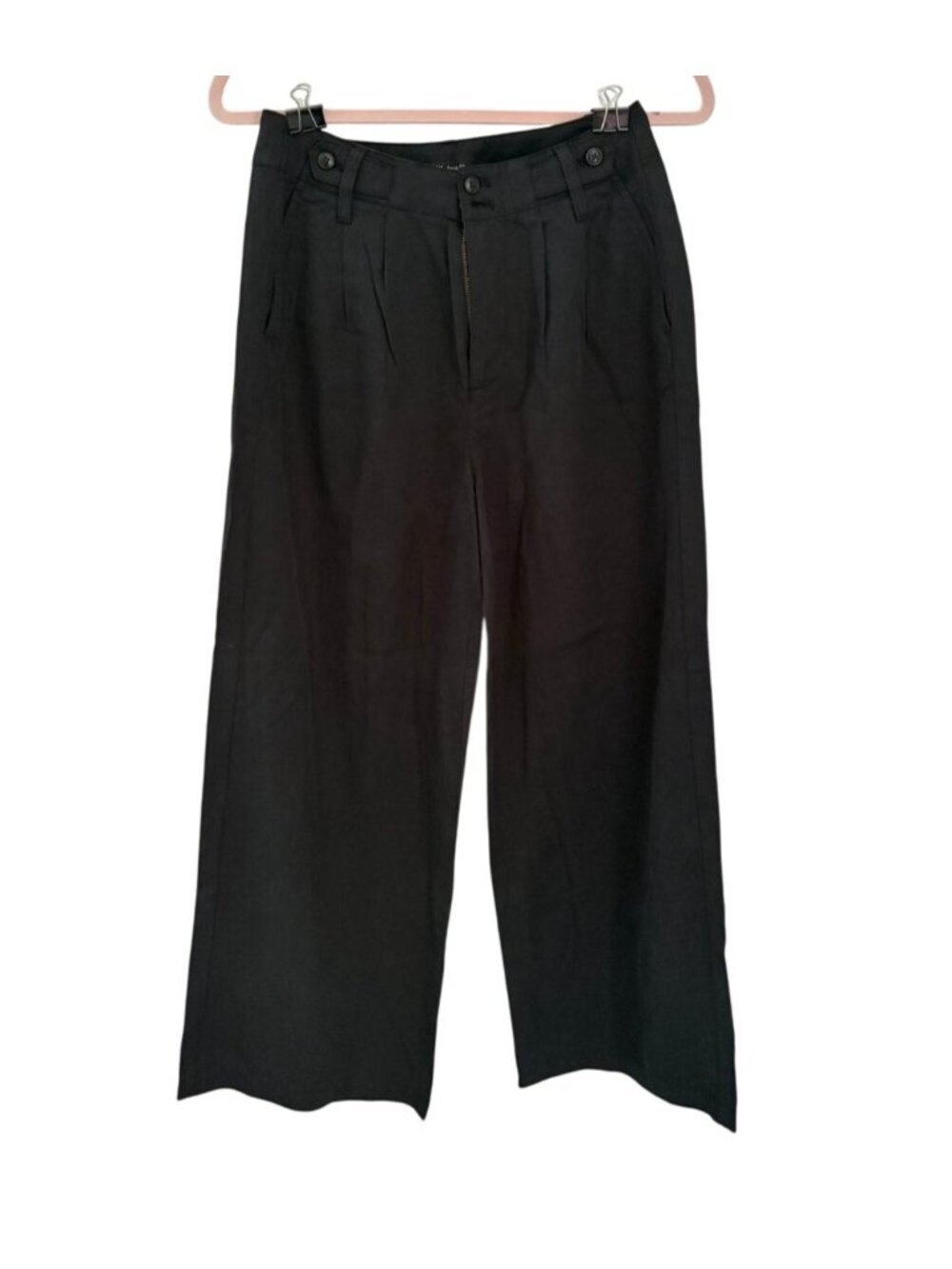 Madewell Petite Black High-Rise Wide-Leg Linen Pants 2 Petite